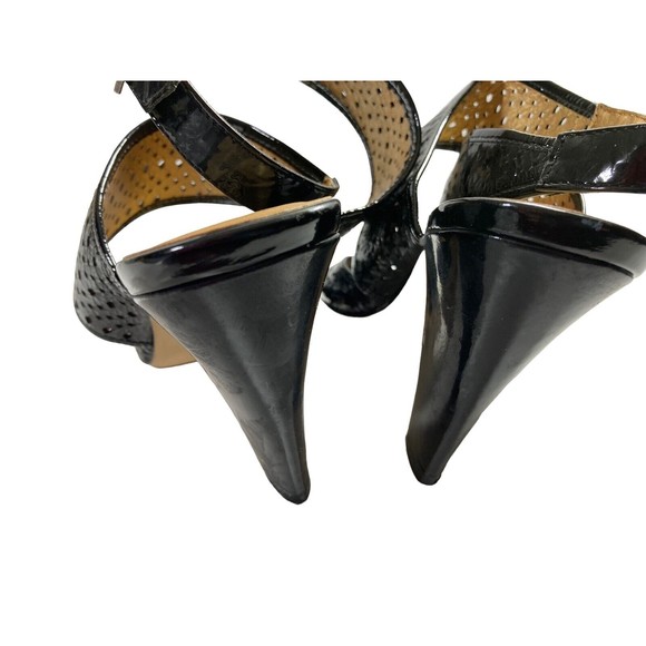 Seychelles Sandals Anthropologie Black Laser Cut Cross Strap Heels Womens 8.5M - Picture 8 of 10